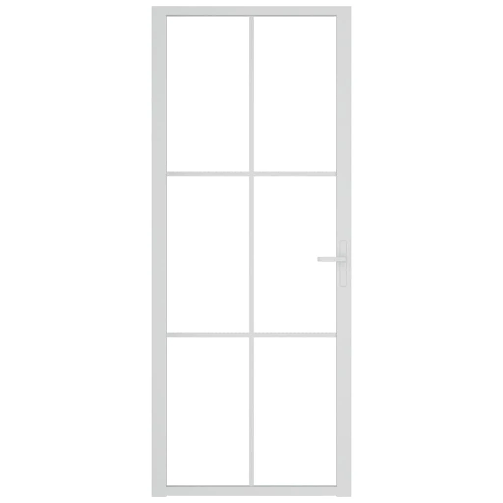 Vidaus durys, baltos, 83x201,5cm, ESG stiklas ir aliuminis