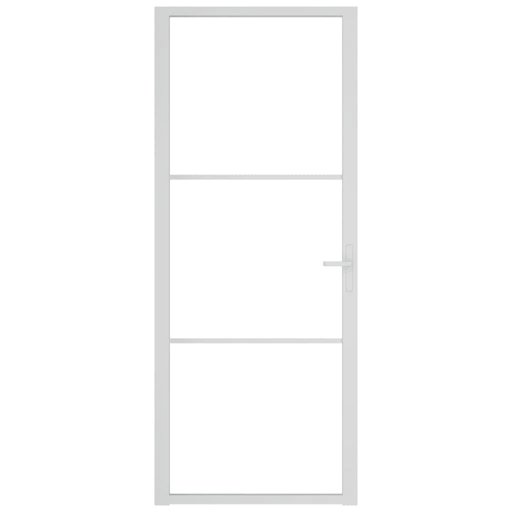 Vidaus durys, baltos, 83x201,5cm, ESG stiklas ir aliuminis