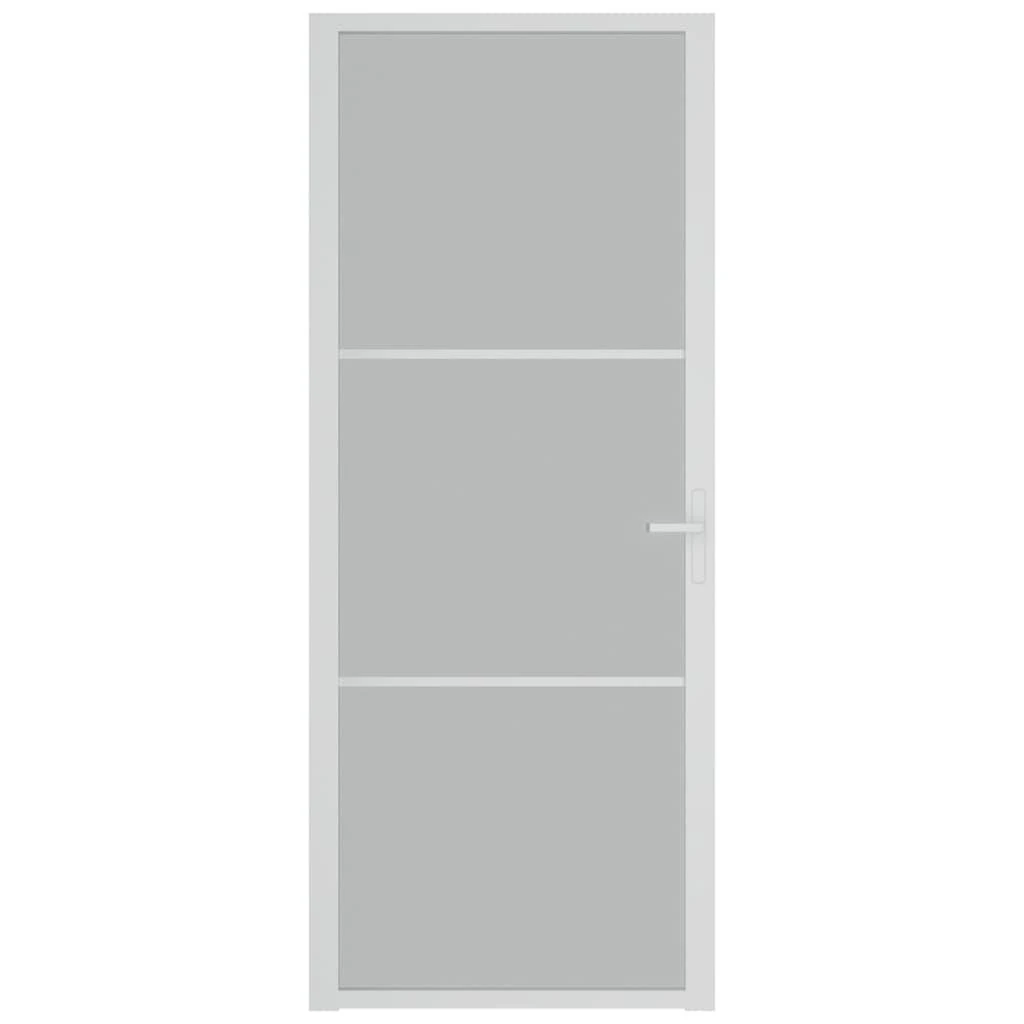 Vidaus durys, baltos, 83x201,5cm, matinis stiklas ir aliuminis