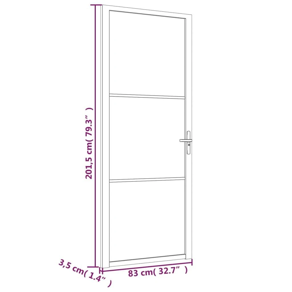 Vidaus durys, baltos, 83x201,5cm, matinis stiklas ir aliuminis