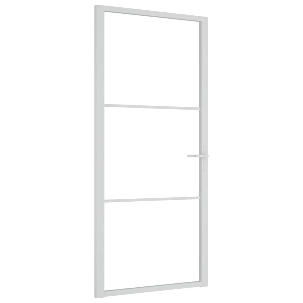 Vidaus durys, baltos, 93x201,5cm, ESG stiklas ir aliuminis