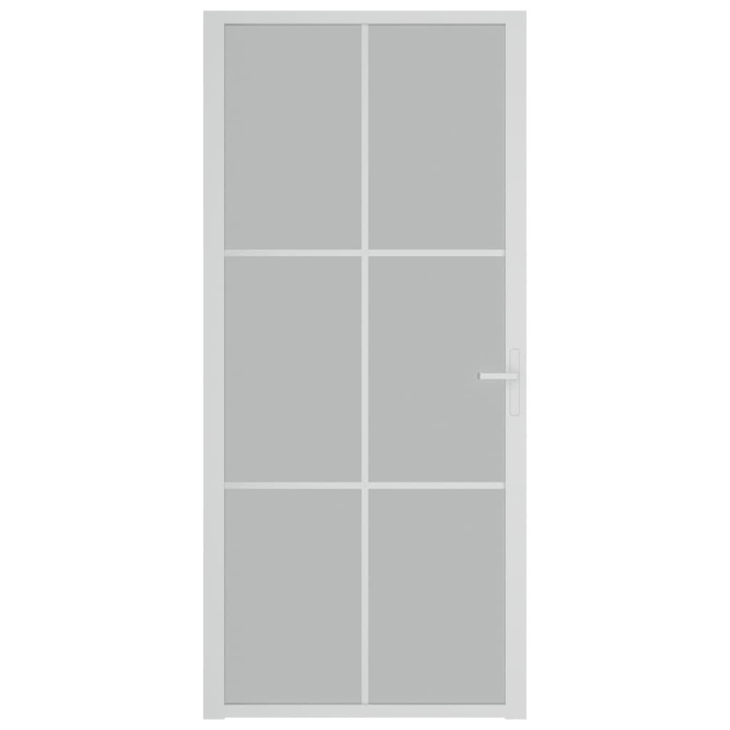 Vidaus durys, baltos, 93x201,5cm, matinis stiklas ir aliuminis