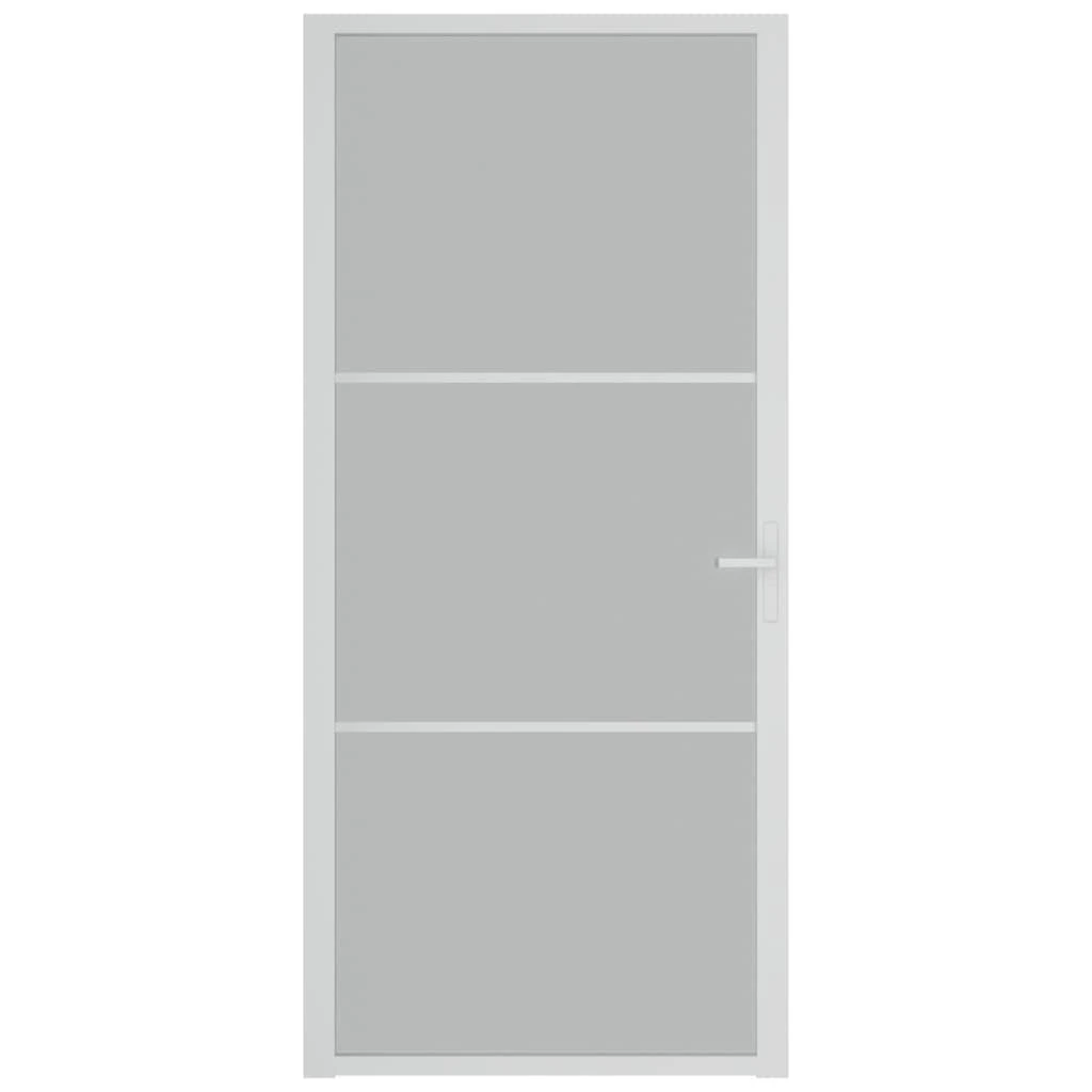 Vidaus durys, baltos, 93x201,5cm, matinis stiklas ir aliuminis