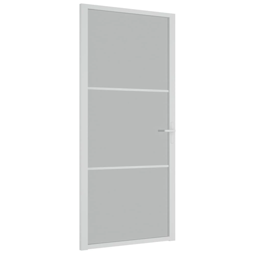 Vidaus durys, baltos, 93x201,5cm, matinis stiklas ir aliuminis