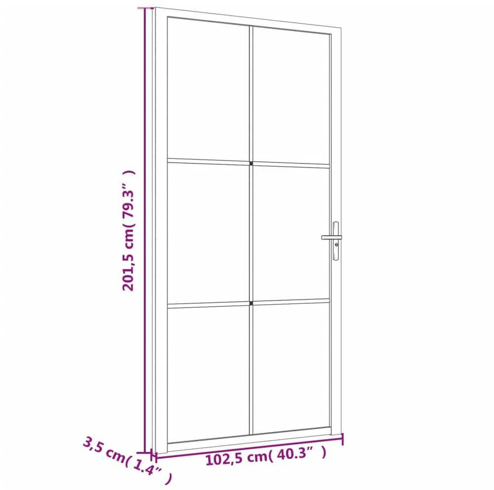 Vidaus durys, juodos, 102,5x201,5cm, ESG stiklas ir aliuminis