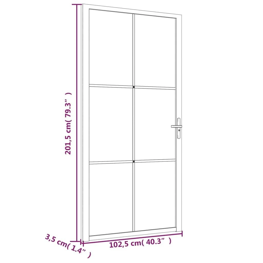 Vidaus durys, juodos, 102,5x201,5cm, ESG stiklas ir aliuminis