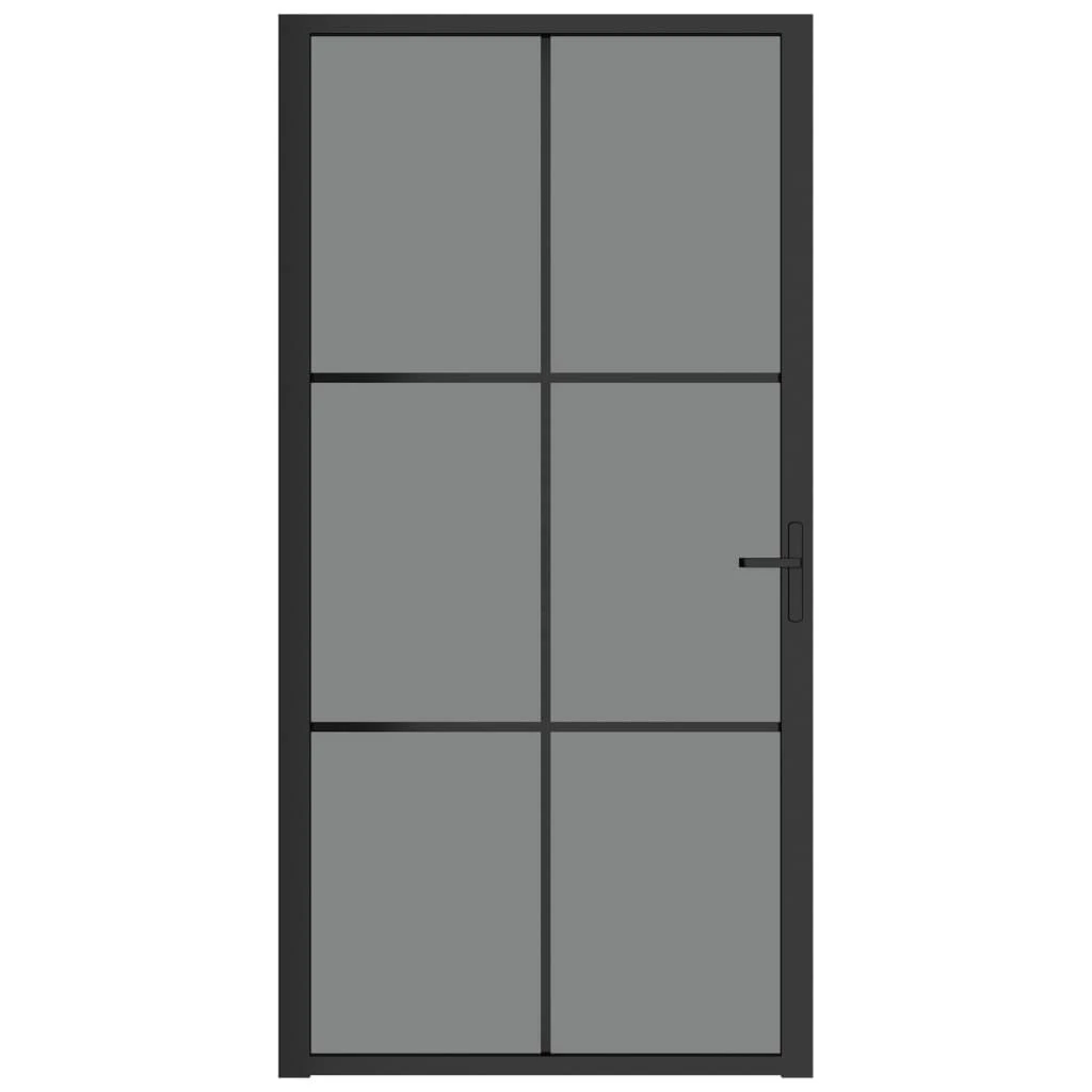 Vidaus durys, juodos, 102,5x201,5cm, ESG stiklas ir aliuminis