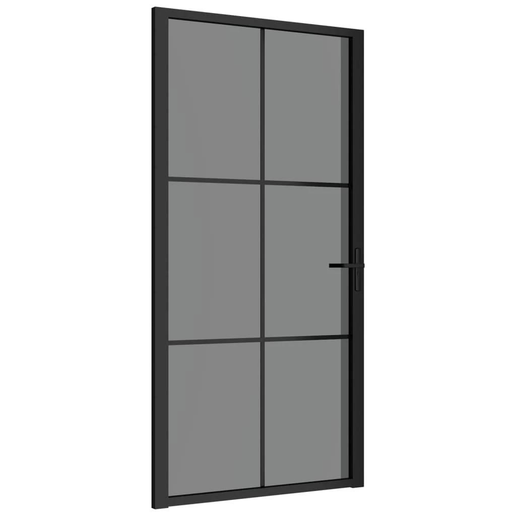 Vidaus durys, juodos, 102,5x201,5cm, ESG stiklas ir aliuminis