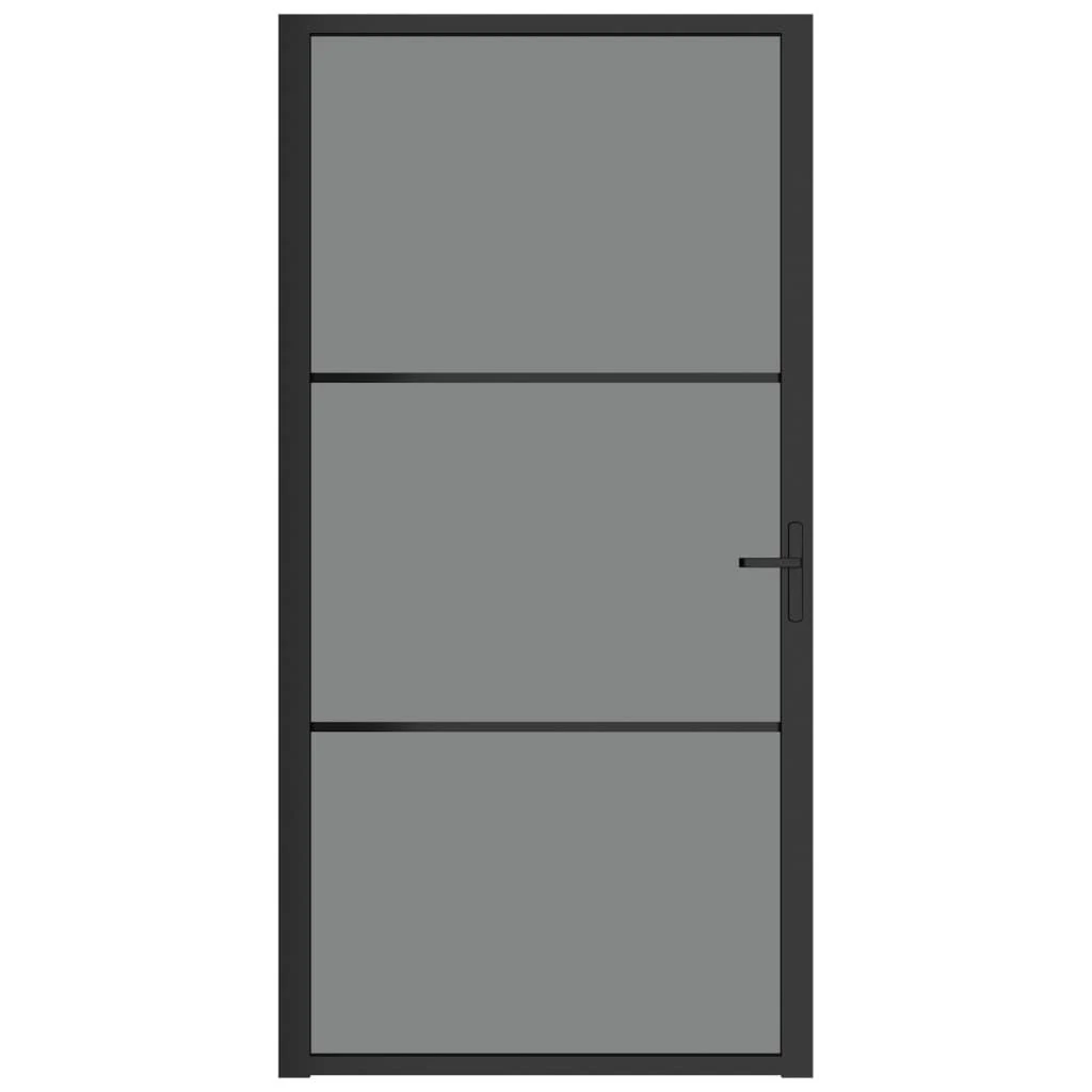 Vidaus durys, juodos, 102,5x201,5cm, ESG stiklas ir aliuminis