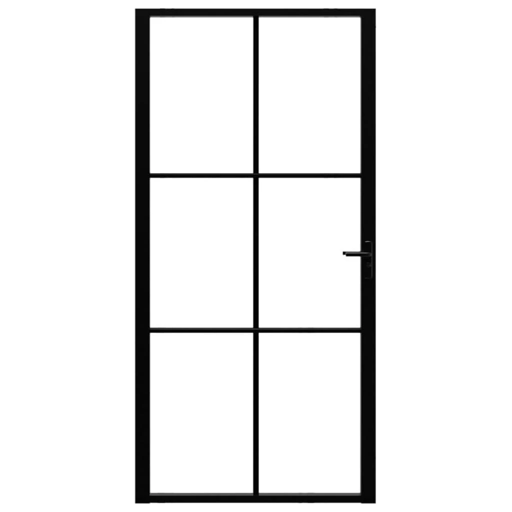Vidaus durys, juodos, 102,5x201,5cm, ESG stiklas ir aliuminis