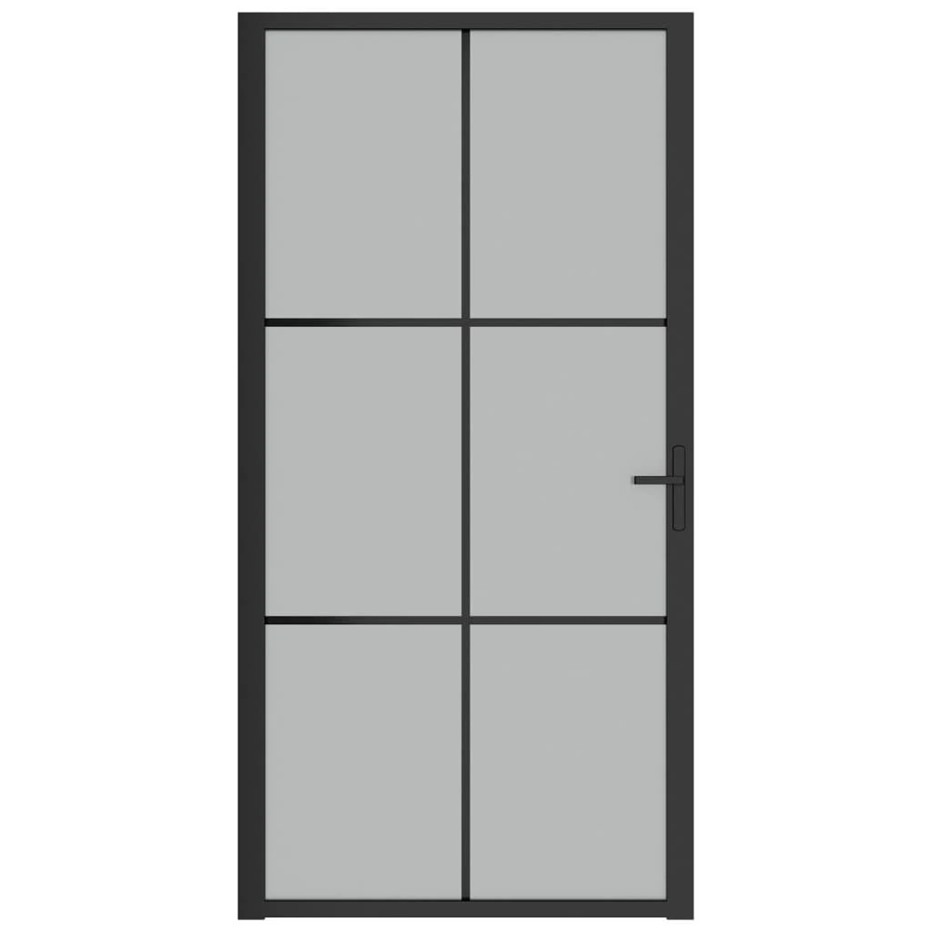 Vidaus durys, juodos, 102,5x201,5cm, matinis stiklas/aliuminis