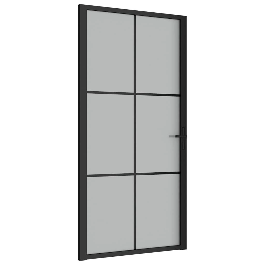 Vidaus durys, juodos, 102,5x201,5cm, matinis stiklas/aliuminis