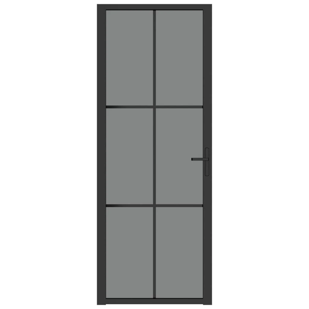 Vidaus durys, juodos, 76x201,5cm, ESG stiklas ir aliuminis