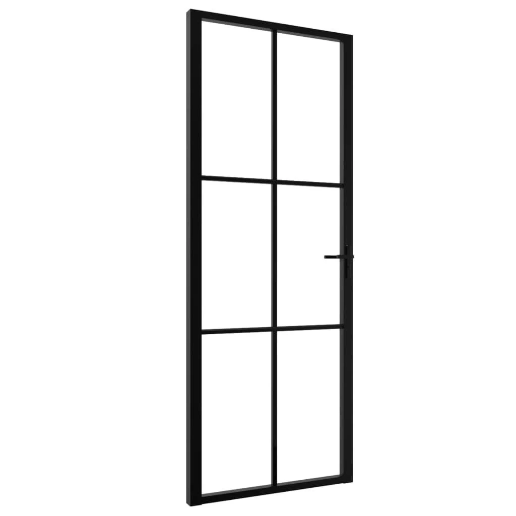 Vidaus durys, juodos, 76x201,5cm, ESG stiklas ir aliuminis