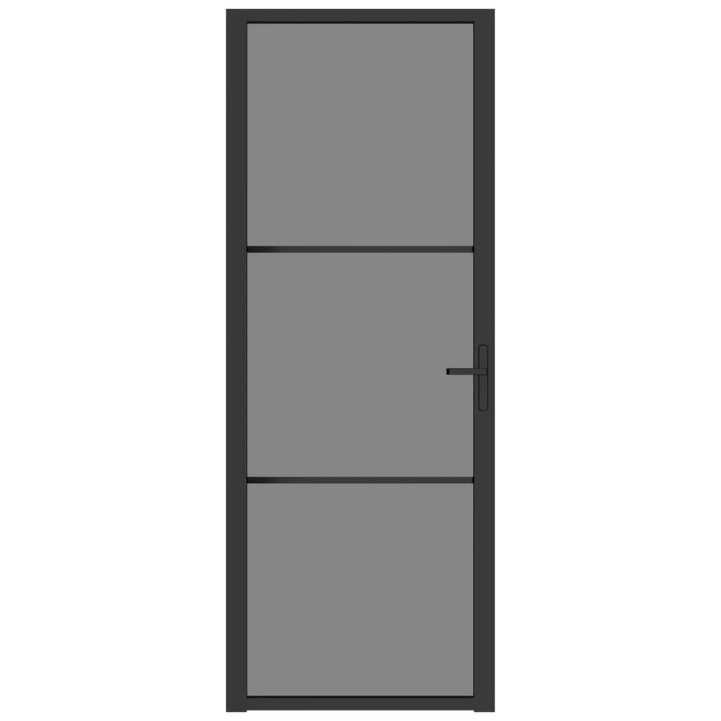 Vidaus durys, juodos, 76x201,5cm, ESG stiklas ir aliuminis