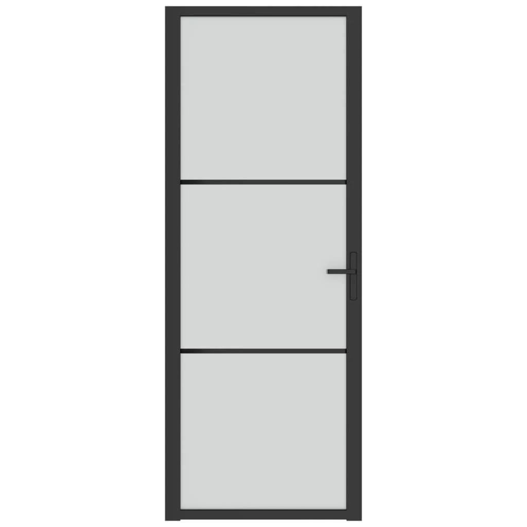 Vidaus durys, juodos, 76x201,5cm, matinis stiklas ir aliuminis