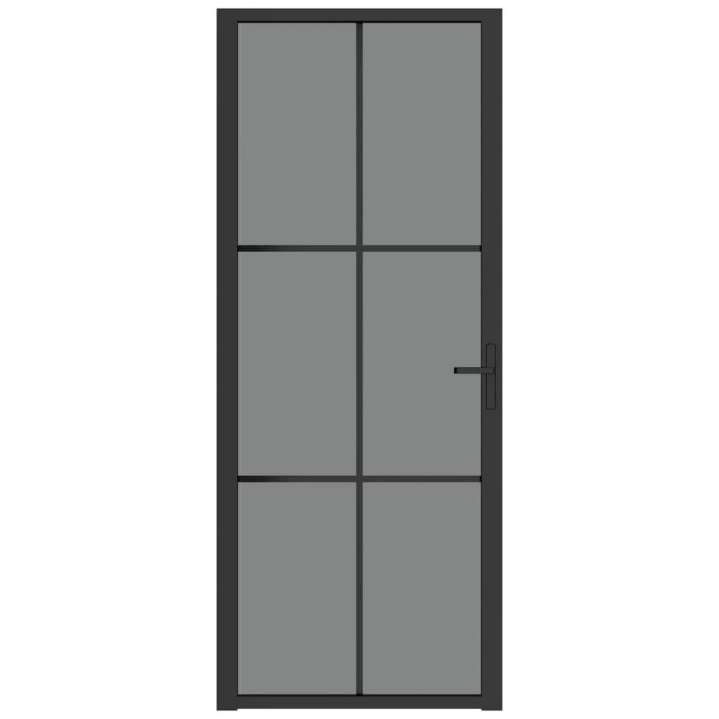 Vidaus durys, juodos, 83x201,5cm, ESG stiklas ir aliuminis