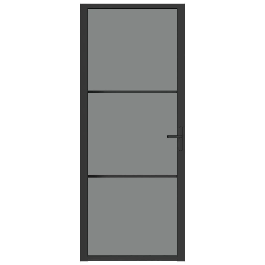 Vidaus durys, juodos, 83x201,5cm, ESG stiklas ir aliuminis