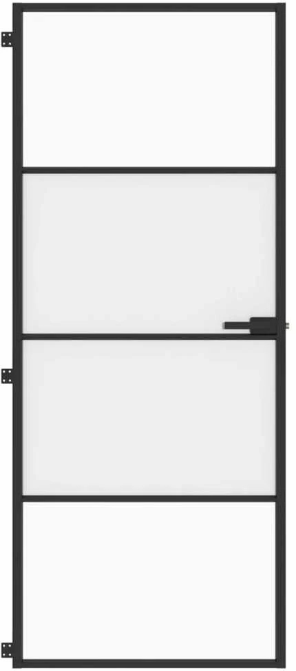 Vidaus durys, juodos, 83x201,5cm, grūdintas stiklas/aliuminis
