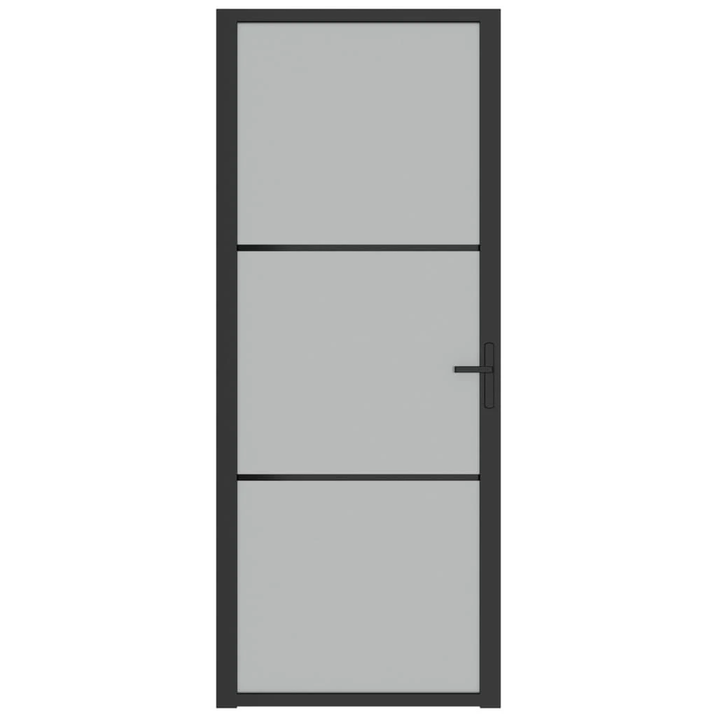 Vidaus durys, juodos, 83x201,5cm, matinis stiklas ir aliuminis