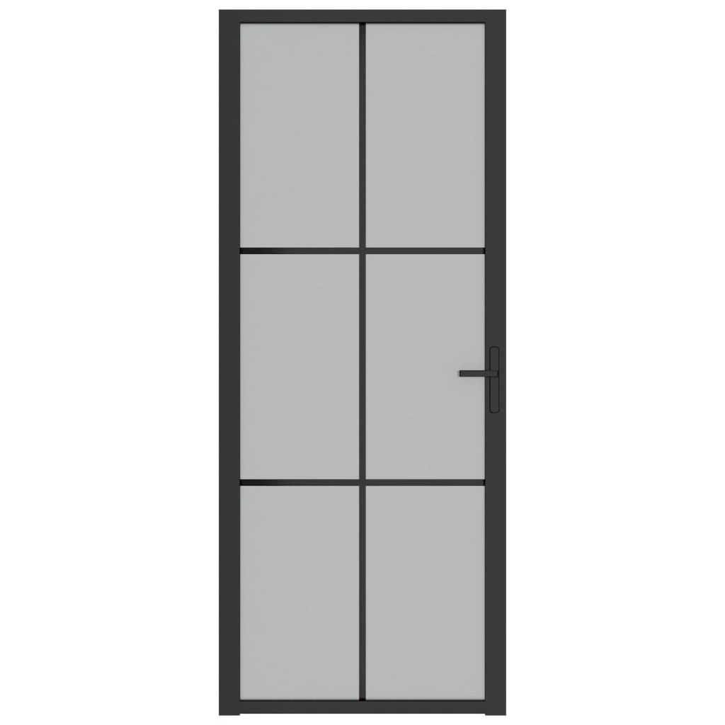 Vidaus durys, juodos, 83x201,5cm, matinis stiklas ir aliuminis