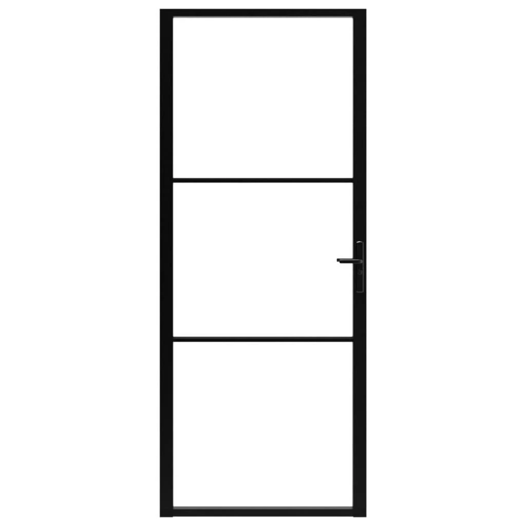 Vidaus durys, juodos, 93x201,5cm, ESG stiklas ir aliuminis