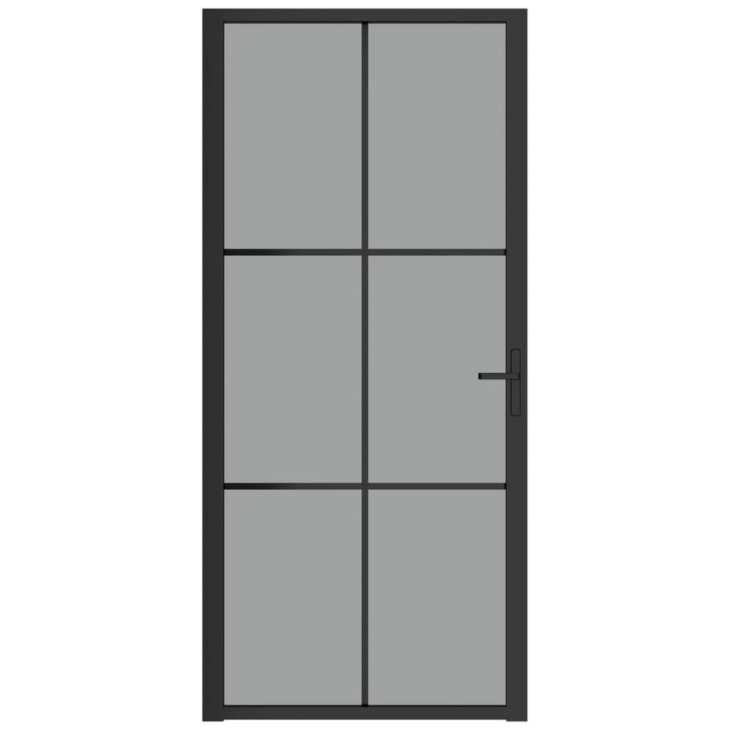 Vidaus durys, juodos, 93x201,5cm, ESG stiklas ir aliuminis