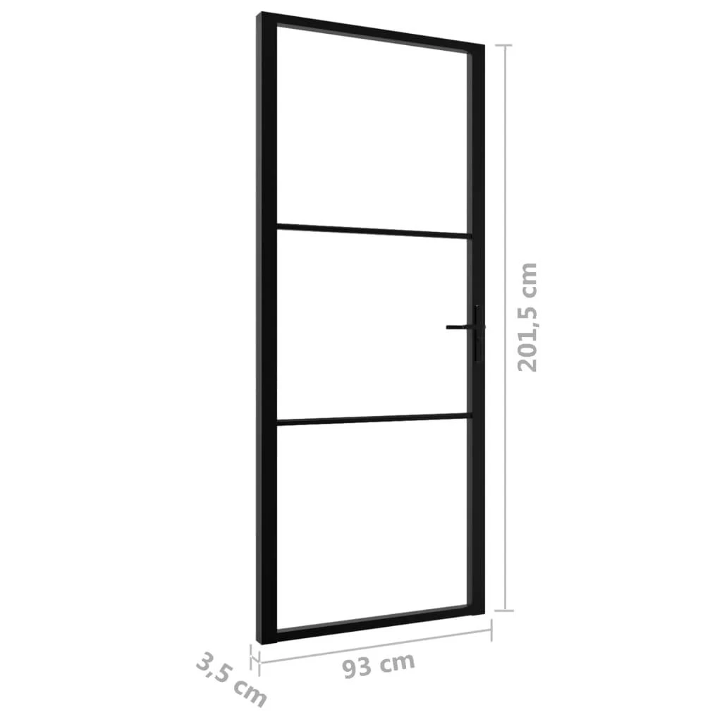 Vidaus durys, juodos, 93x201,5cm, ESG stiklas ir aliuminis