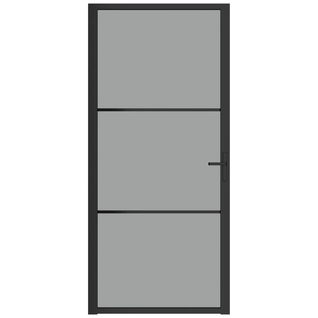 Vidaus durys, juodos, 93x201,5cm, ESG stiklas ir aliuminis