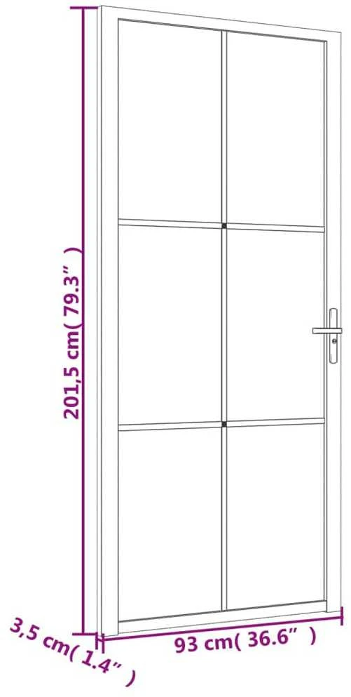 Vidaus durys, juodos, 93x201,5cm, matinis stiklas ir aliuminis