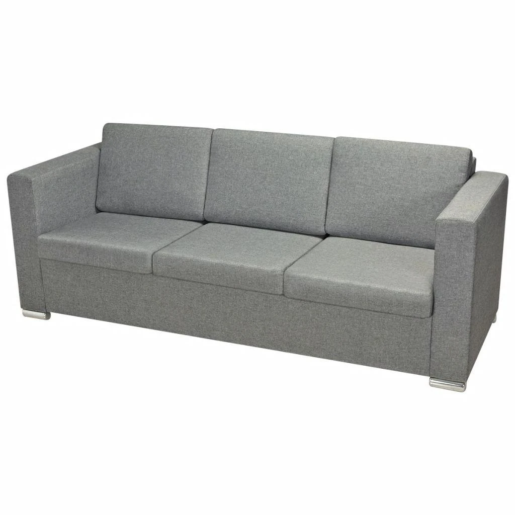 Sofa 2 sofų komplektas, audinys, šviesiai pilkos
