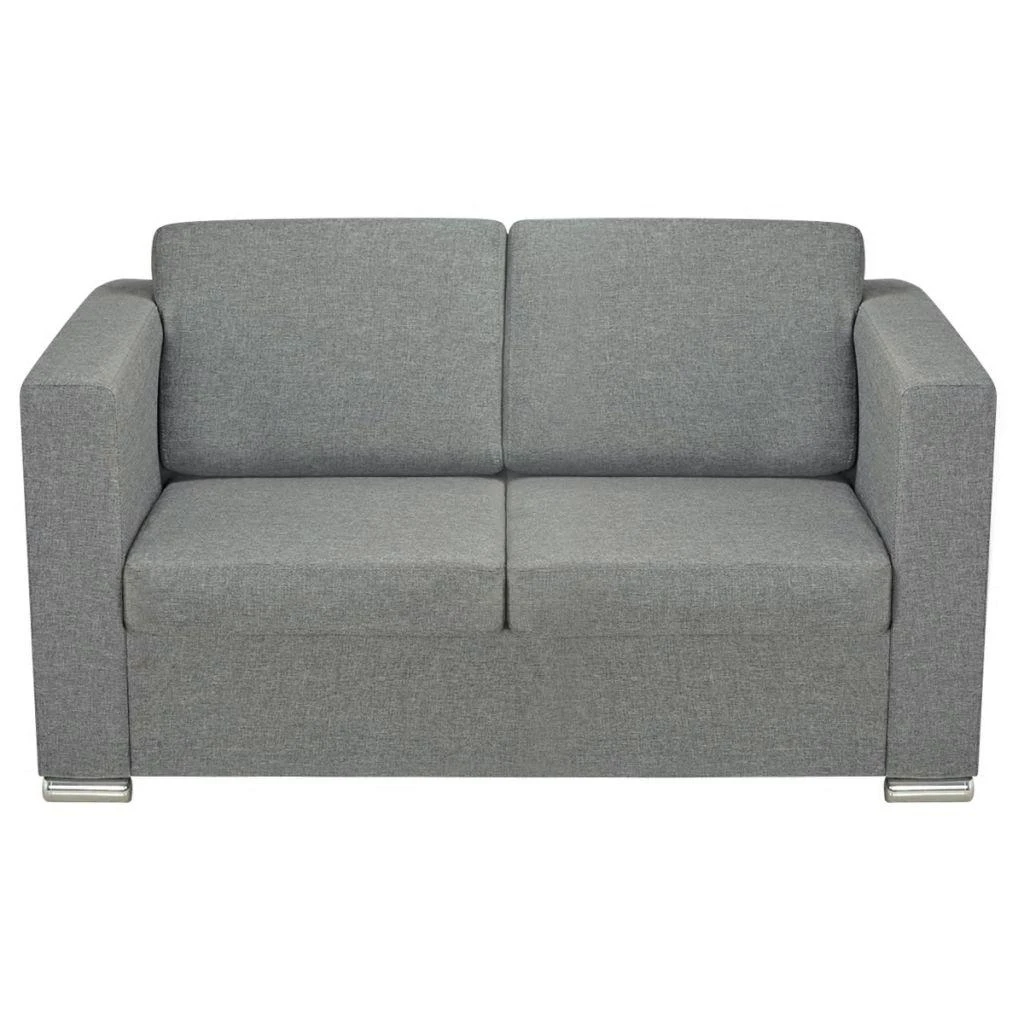 Sofa 2 sofų komplektas, audinys, šviesiai pilkos