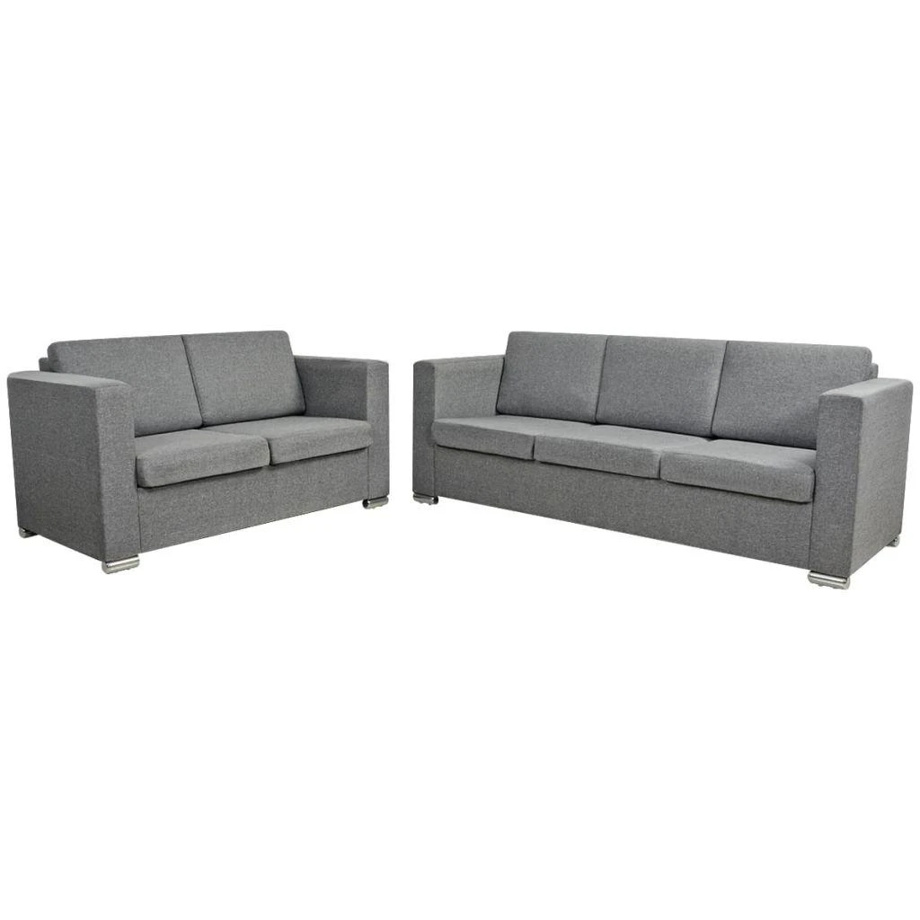 Sofa 2 sofų komplektas, audinys, šviesiai pilkos