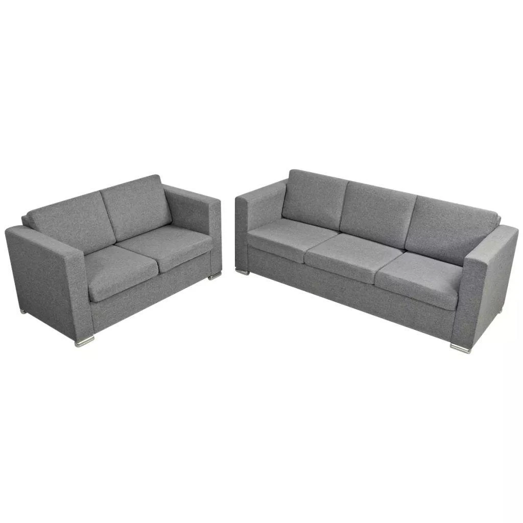 Sofa 2 sofų komplektas, audinys, šviesiai pilkos