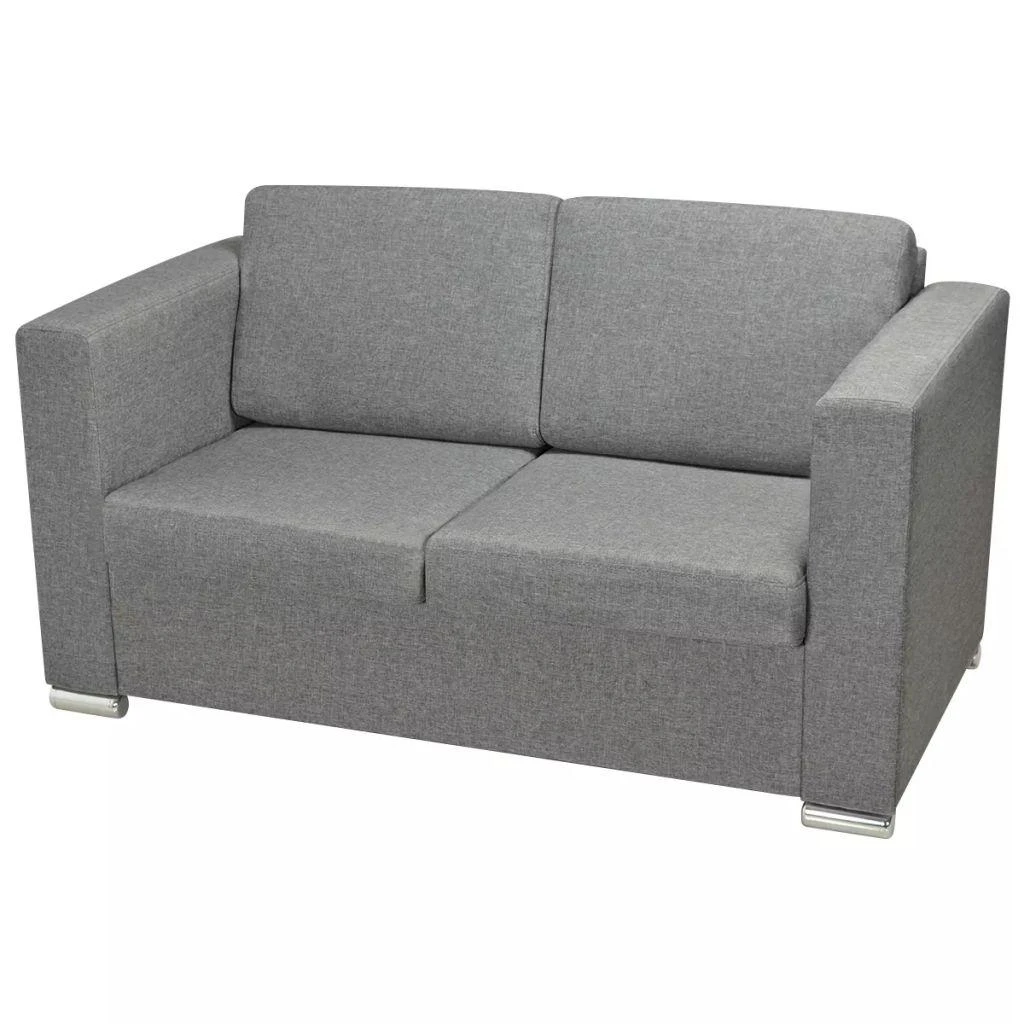 Sofa 2 sofų komplektas, audinys, šviesiai pilkos