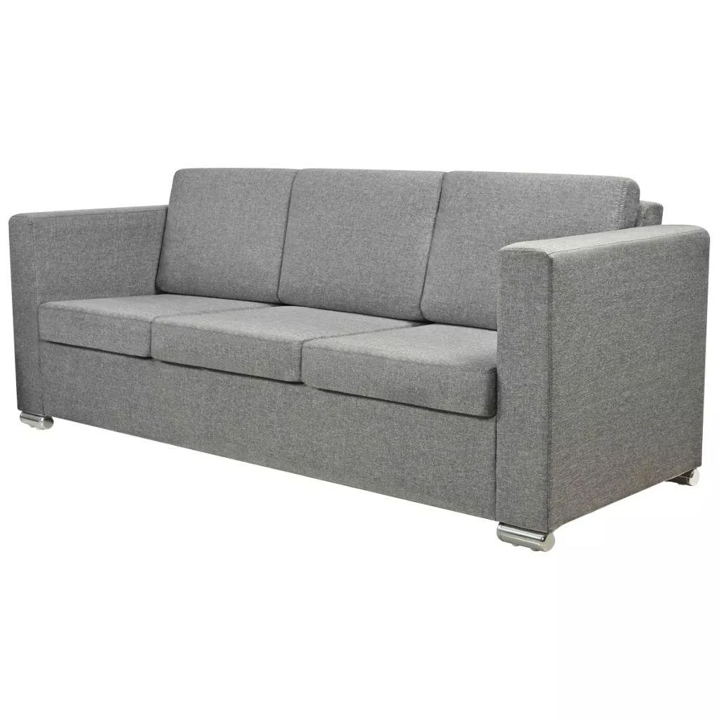Sofa 2 sofų komplektas, audinys, šviesiai pilkos