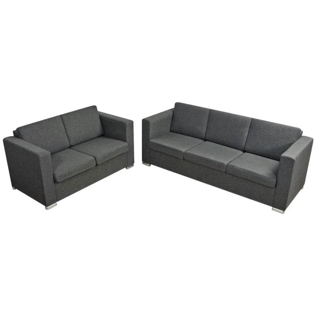 Sofa Sofų komplektas, 2vnt., tamsiai pilkos, audinys