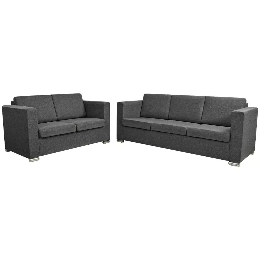 Sofa Sofų komplektas, 2vnt., tamsiai pilkos, audinys