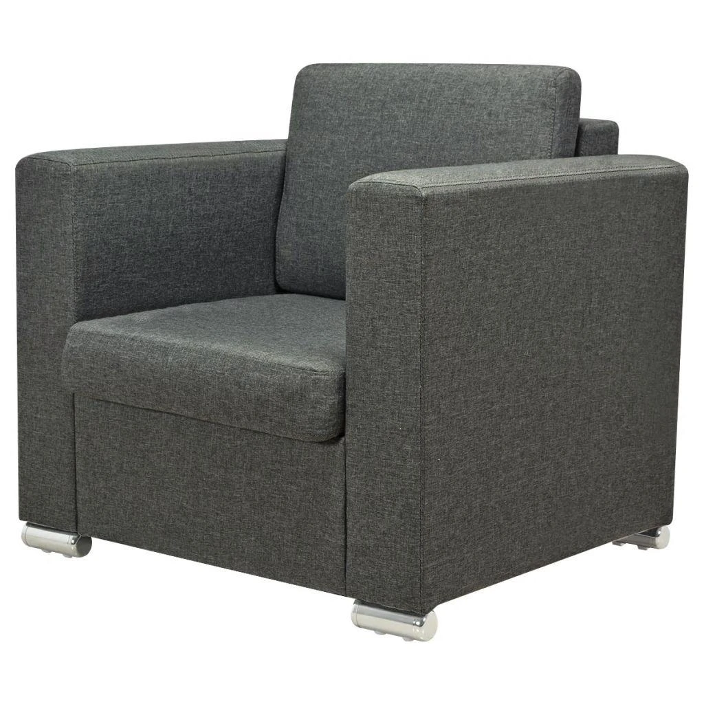 Sofa 3 sofų komplektas, audinys, tamsiai pilkos