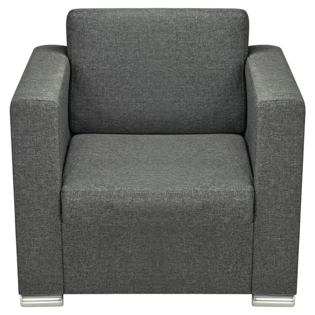 Sofa 3 sofų komplektas, audinys, tamsiai pilkos