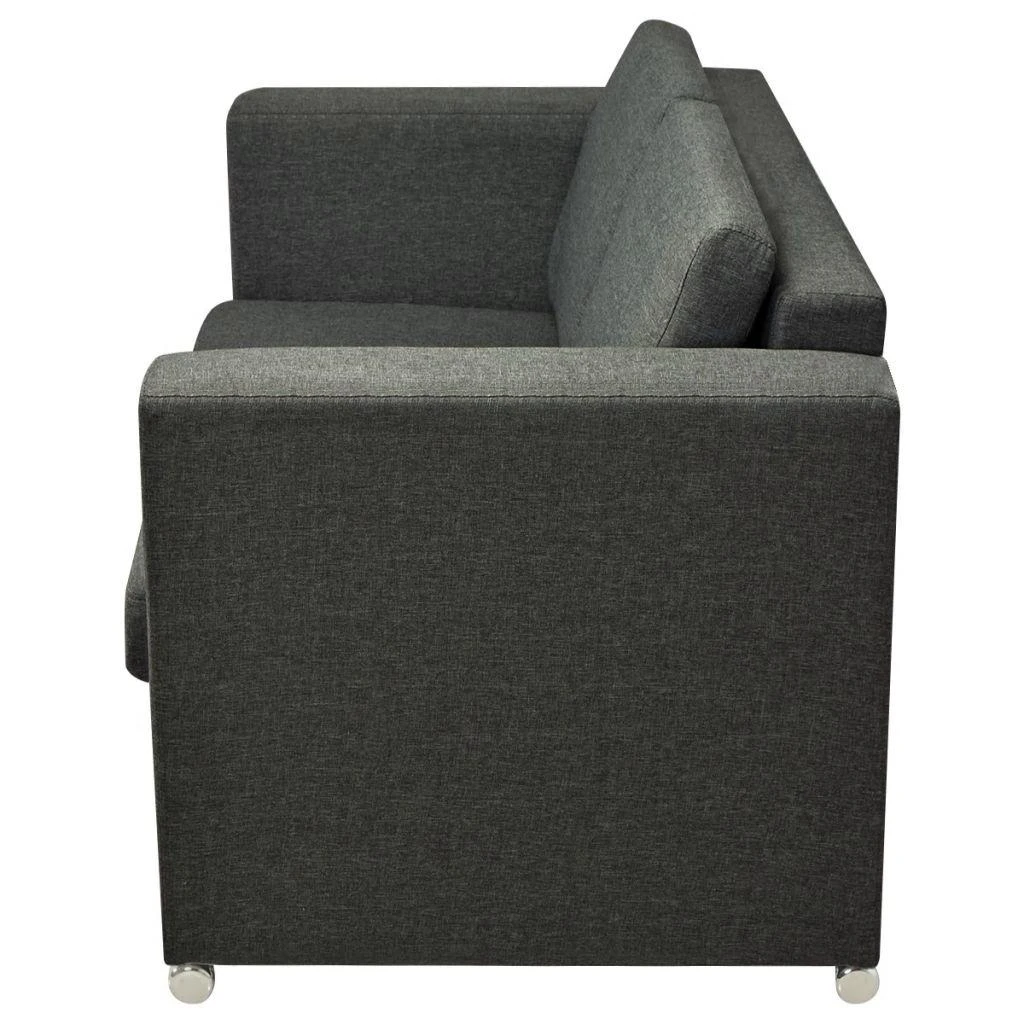 Sofa 3 sofų komplektas, audinys, tamsiai pilkos
