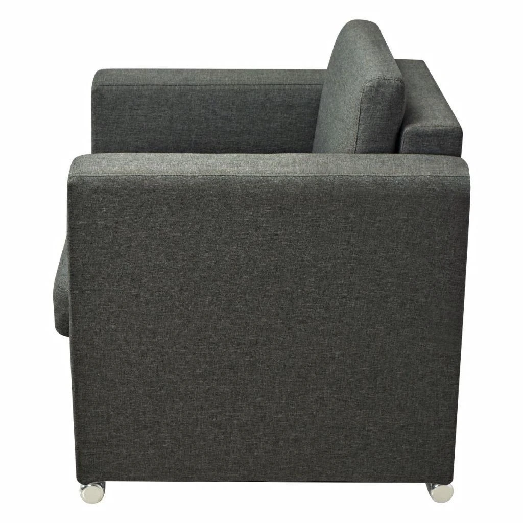Sofa 3 sofų komplektas, audinys, tamsiai pilkos