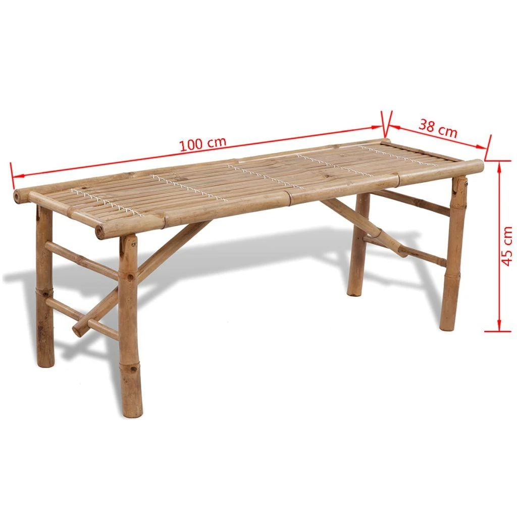 Alaus stalas su 2 suoliukais, 100cm, bambuko mediena