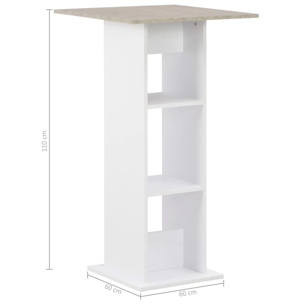 Baro stalas, balta ir betono, 60x60x110cm