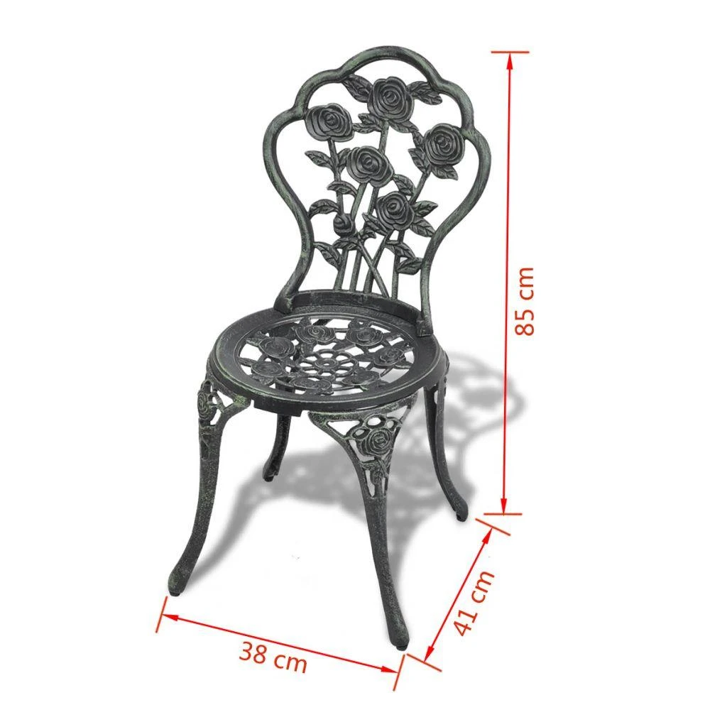 Lauko baldų komplektas Bistro baldų komplektas, 3d., aliuminis, žalias
