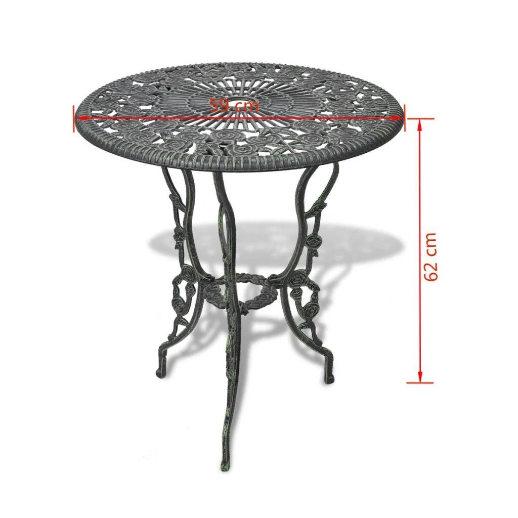 Lauko baldų komplektas Bistro baldų komplektas, 3d., aliuminis, žalias