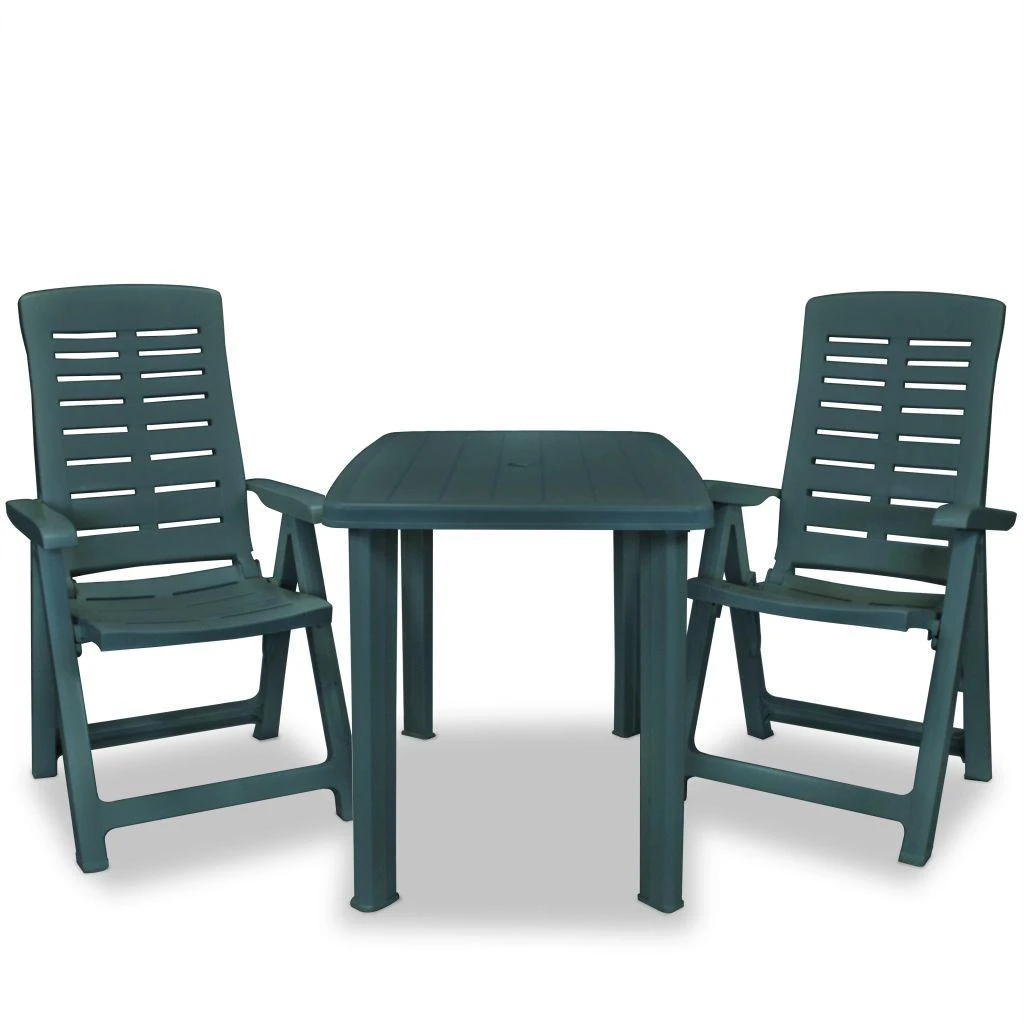 Lauko baldų komplektas Bistro baldų komplektas, 3d., žalias, plastikas