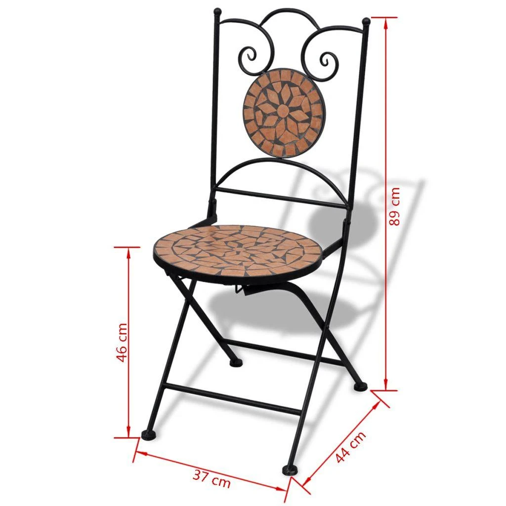 Lauko baldų komplektas Bistro baldų komplektas, 3d., terakota, keramikinės plytelės