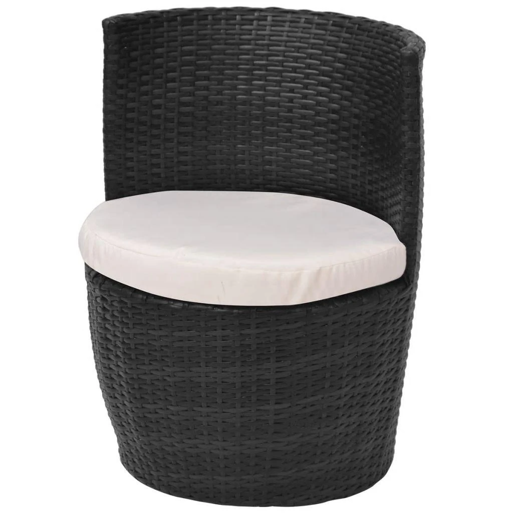 Lauko baldų komplektas Bistro baldų komplektas su pagalvėmis, 3d., juodas, polirat.