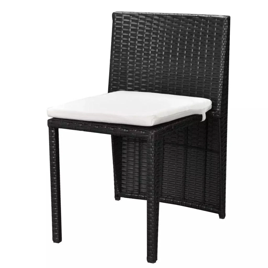 Lauko baldų komplektas Bistro baldų komplektas su pagalvėmis, 3d., juodas, polirat.